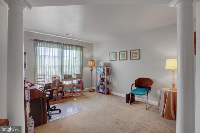 10526 Jasper Dr S, Greencastle, PA 17225 - carpeted home office with ornate columns and baseboards