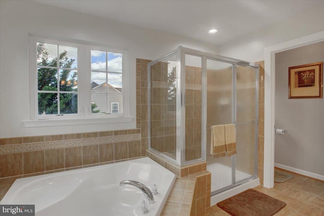 10526 Jasper Dr S, Greencastle, PA 17225 - full bathroom featuring a garden tub, a stall shower, and recessed lighting