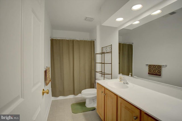 10526 Jasper Dr S, Greencastle, PA 17225 - bathroom with vanity, toilet, recessed lighting, curtained shower, and tile patterned flooring