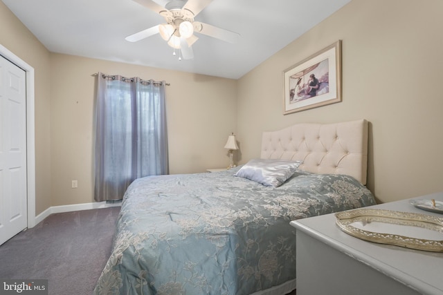 1009 Rosebud St, Reading, PA 19605 - bedroom with carpet, baseboards, and a ceiling fan