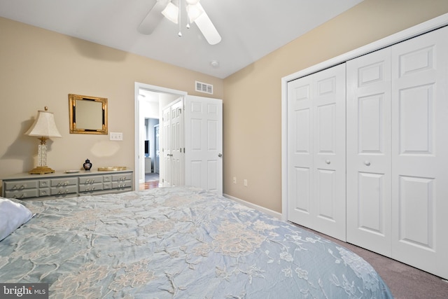 1009 Rosebud St, Reading, PA 19605 - unfurnished bedroom with carpet flooring, a closet, ceiling fan, and baseboards