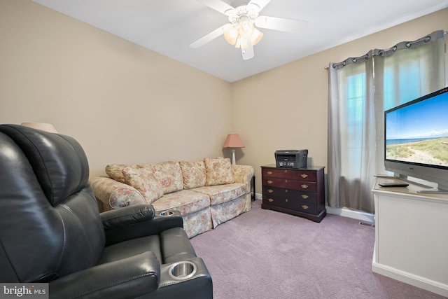 1009 Rosebud St, Reading, PA 19605 - living area with a ceiling fan and light carpet