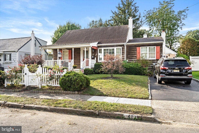 41 Collins Rd, Hamilton, NJ 08619 - view of front of house with covered porch, a chimney, and a front yard