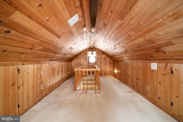 41 Collins Rd, Hamilton, NJ 08619 - bonus room featuring wood ceiling, wood walls, vaulted ceiling, and light colored carpet