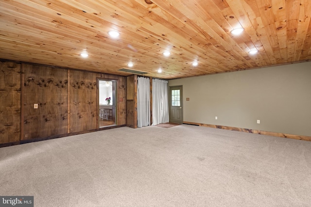 98 Magnificent Ln, Hedgesville, WV 25427 - carpeted empty room with recessed lighting, baseboards, and wooden ceiling
