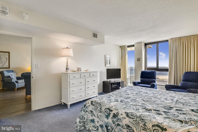 506 Brandywine House Rd Unit 506S, Bethany Beach, DE 19930 - carpeted bedroom with access to outside, baseboards, a textured ceiling, and a wall of windows
