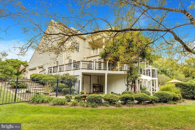 27422 Bridle Pl, Chantilly, VA 20152 - rear view of house featuring a balcony and a garage