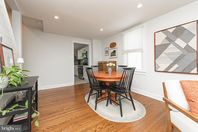 7 High St, Phoenixville, PA 19460 - dining room with wood finished floors, baseboards, and recessed lighting