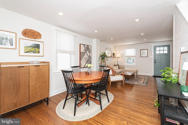 7 High St, Phoenixville, PA 19460 - dining area featuring light wood-type flooring, baseboards, and recessed lighting
