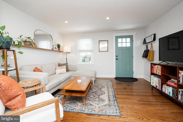 7 High St, Phoenixville, PA 19460 - living room with wood finished floors, baseboards, and recessed lighting