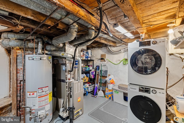 718 Addison St Unit B, Philadelphia, PA 19147 - unfinished below grade area with water heater and estacked washer and dryer