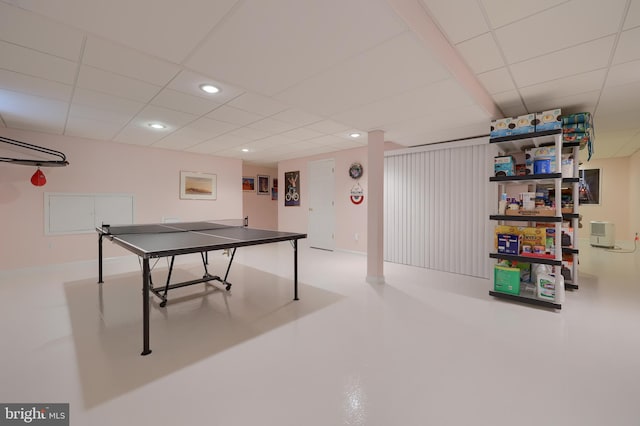 1350 Hyde Park Dr, Lancaster, PA 17601 - playroom with a drop ceiling, recessed lighting, and baseboards