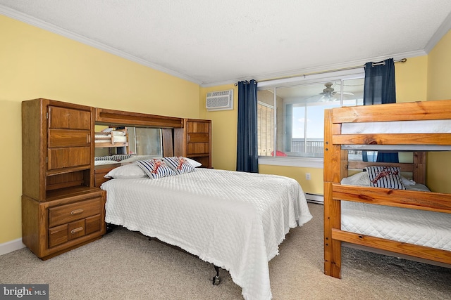 11400 Coastal Hwy Unit 8G, Ocean City, MD 21842 - carpeted bedroom with crown molding and an AC wall unit