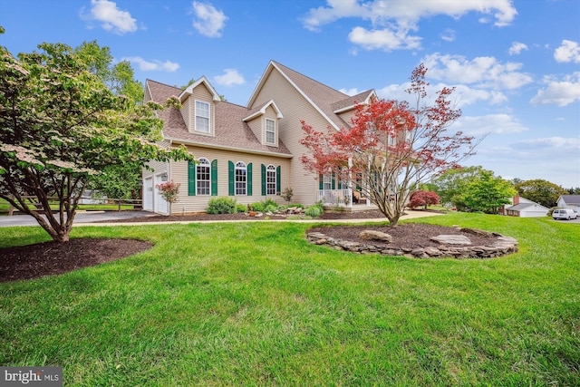 24830 Showbarn Cir, Damascus, MD 20872 - cape cod house with a garage, a front lawn, roof with shingles, and driveway
