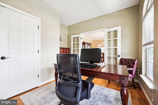 24830 Showbarn Cir, Damascus, MD 20872 - home office featuring wood finished floors, baseboards, and french doors