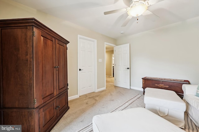 24830 Showbarn Cir, Damascus, MD 20872 - bedroom with light colored carpet, baseboards, and ceiling fan