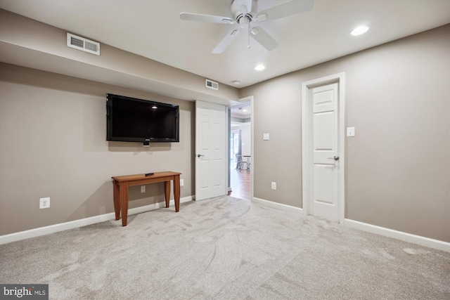 24830 Showbarn Cir, Damascus, MD 20872 - unfurnished living room featuring ceiling fan, carpet flooring, baseboards, and recessed lighting