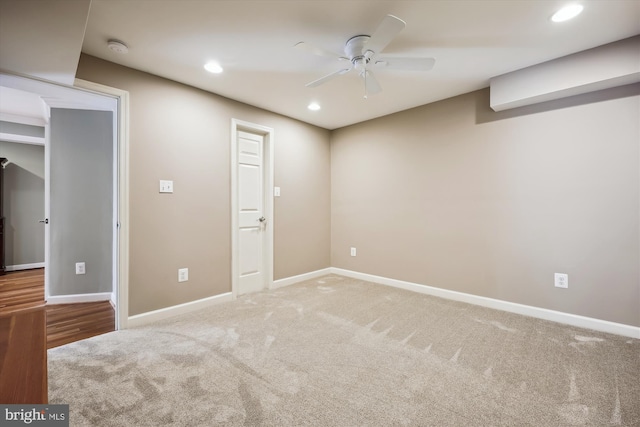 24830 Showbarn Cir, Damascus, MD 20872 - spare room with carpet flooring, ceiling fan, baseboards, and recessed lighting