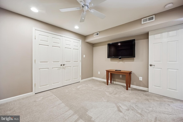 24830 Showbarn Cir, Damascus, MD 20872 - unfurnished bedroom with carpet floors, baseboards, recessed lighting, and a ceiling fan
