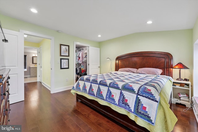 224 Dupont St, Philadelphia, PA 19127 - bedroom featuring a spacious closet, wood finished floors, recessed lighting, a closet, and baseboards