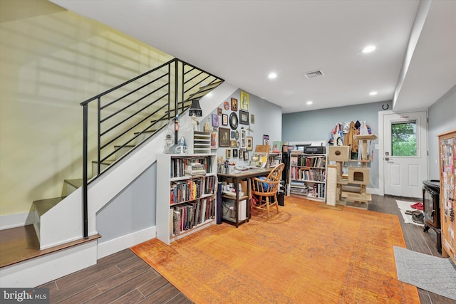 224 Dupont St, Philadelphia, PA 19127 - office area featuring wood finished floors, recessed lighting, and baseboards