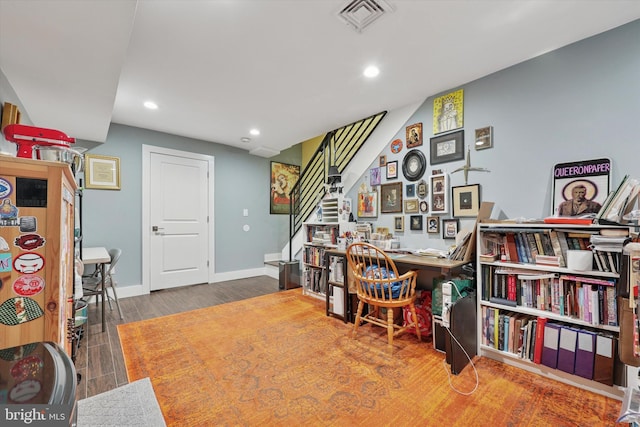 224 Dupont St, Philadelphia, PA 19127 - office area featuring recessed lighting, wood finished floors, and baseboards