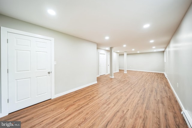 33 Lucretius Trl, Albrightsville, PA 18210 - finished basement with light wood-style floors, baseboards, and recessed lighting