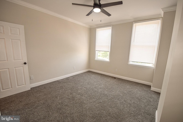 2116 E Hoffman St, Baltimore, MD 21213 - empty room with a ceiling fan, carpet, and ornamental molding