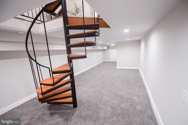 2116 E Hoffman St, Baltimore, MD 21213 - stairs with recessed lighting and carpet flooring
