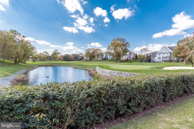 1082 Stillwood Cir, Lititz, PA 17543 - view of home's community with a water view, a putting area, a lawn, and golf course view