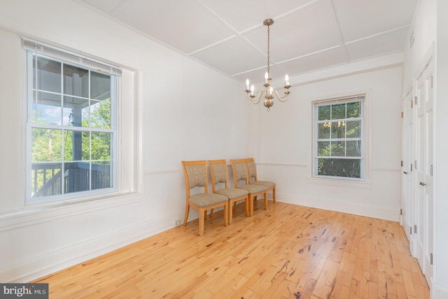 212 S Union Ave, Havre De Grace, MD 21078 - sitting room featuring a chandelier, light wood finished floors, ornamental molding, and baseboards