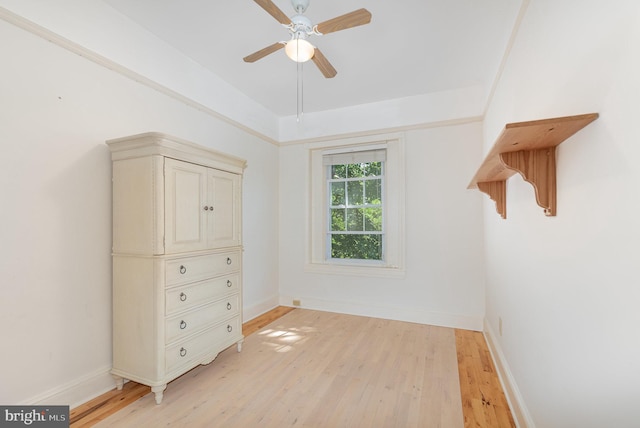 212 S Union Ave, Havre De Grace, MD 21078 - unfurnished bedroom featuring baseboards, light wood-style floors, and ceiling fan