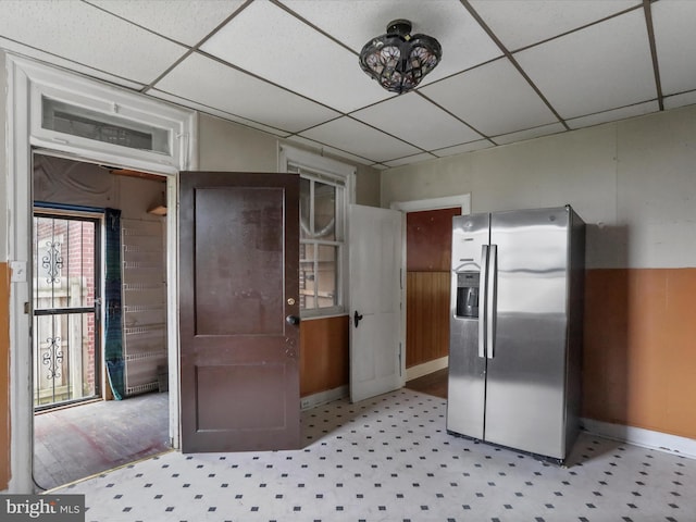 16 Avalon Ave, Hagerstown, MD 21740 - kitchen with stainless steel fridge with ice dispenser, a paneled ceiling, and baseboards