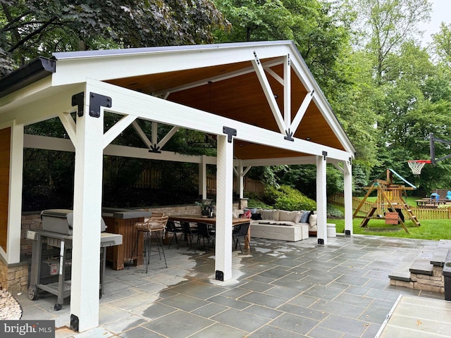 10000 Manor Pl, Fairfax, VA 22032 - view of patio / terrace with an outdoor hangout area, a gazebo, and a playground
