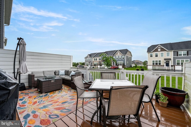 8 Ryan Ct, Gilbertsville, PA 19525 - wooden deck featuring an outdoor living space, a residential view, and outdoor dining area
