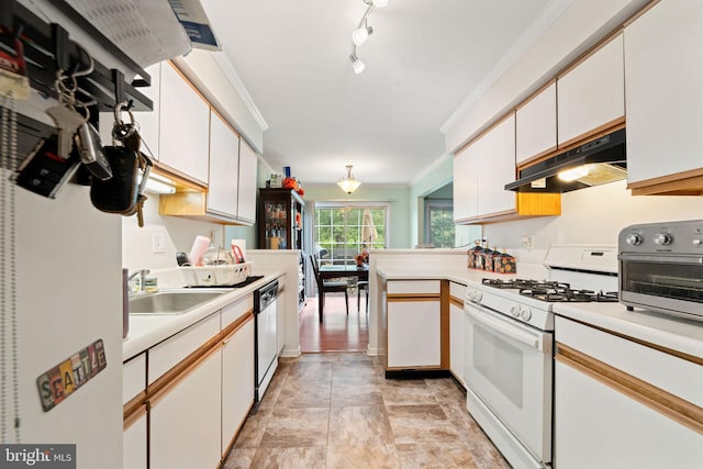 59 Sassafras Dr, Lumberton, NJ 08060 - kitchen featuring gas range gas stove, under cabinet range hood, dishwasher, light countertops, and ornamental molding