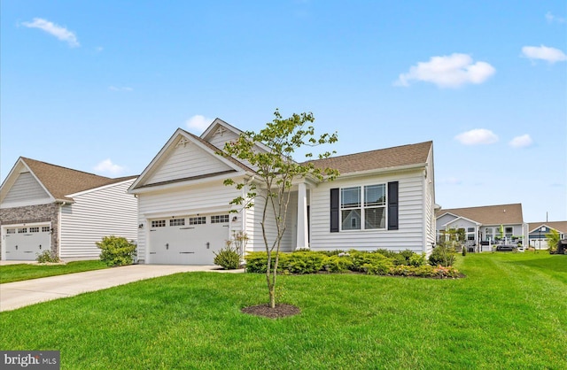 25040 Treeview Ln, Lewes, DE 19958 - view of front of home with driveway, a front yard, and an attached garage