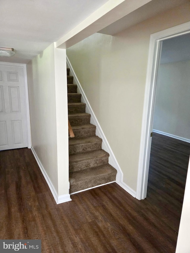 2404 Woodlea Dr, Joppa, MD 21085 - stairs with wood finished floors and baseboards