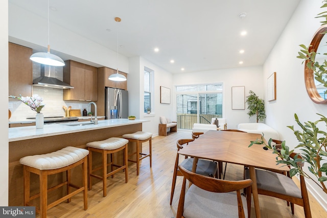 903 Corinthian Ave Unit B, Philadelphia, PA 19130 - dining room featuring light wood-type flooring, recessed lighting, and baseboards