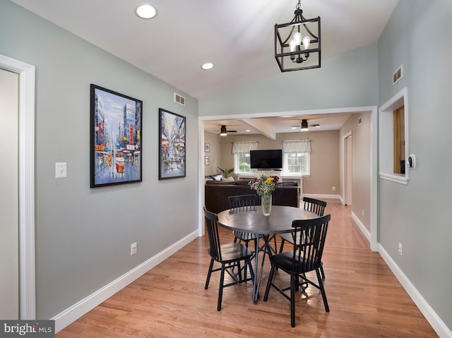 1204 Drexel Ave, Drexel Hill, PA 19026 - dining area with light wood-style floors, a chandelier, recessed lighting, baseboards, and ceiling fan