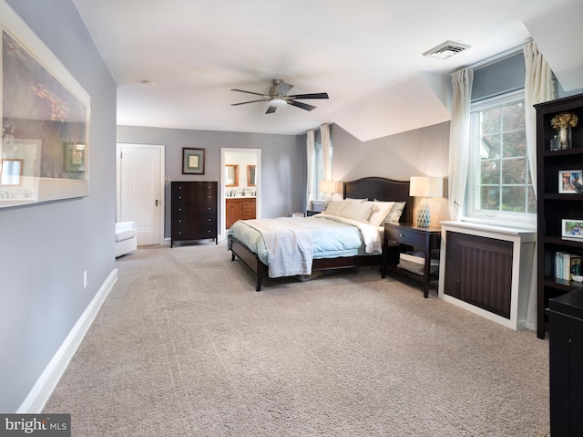 1204 Drexel Ave, Drexel Hill, PA 19026 - bedroom with carpet floors, baseboards, ensuite bathroom, and a ceiling fan
