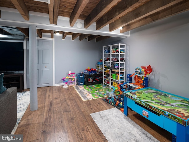 1204 Drexel Ave, Drexel Hill, PA 19026 - recreation room featuring beam ceiling and wood finished floors