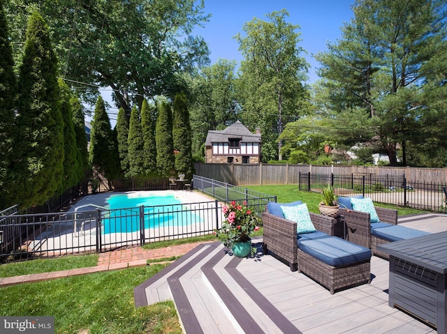 1204 Drexel Ave, Drexel Hill, PA 19026 - view of swimming pool featuring a fenced backyard and a deck
