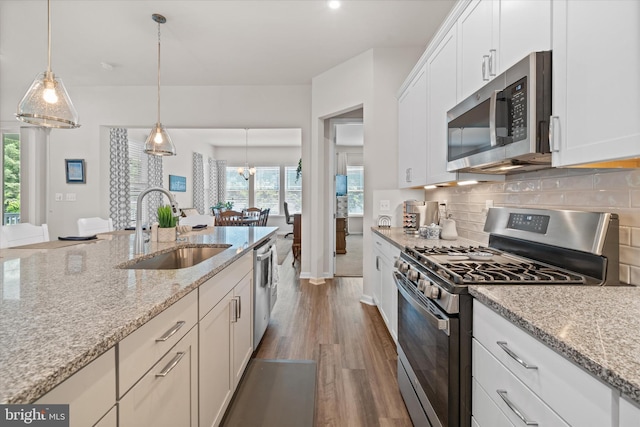 21336 Dauphine St, Lewes, DE 19958 - kitchen featuring appliances with stainless steel finishes, a sink, dark wood-style flooring, and healthy amount of natural light