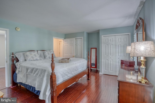 45 S Shore Dr, Dover, DE 19901 - bedroom with hardwood / wood-style flooring, two closets, and baseboards