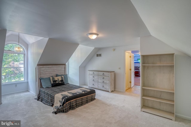 45 S Shore Dr, Dover, DE 19901 - carpeted bedroom with lofted ceiling, a chandelier, and baseboards