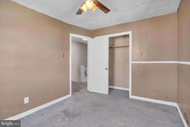 7175 Lee Ave, Pennsauken, NJ 08110 - unfurnished bedroom featuring carpet floors, baseboards, a closet, and a ceiling fan