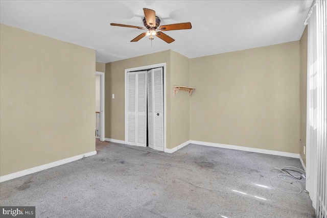 7175 Lee Ave, Pennsauken, NJ 08110 - unfurnished bedroom with carpet floors, baseboards, a closet, and a ceiling fan