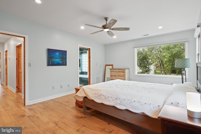 3134 Clayborne Ave, Alexandria, VA 22306 - bedroom featuring light wood finished floors, baseboards, recessed lighting, and ensuite bathroom