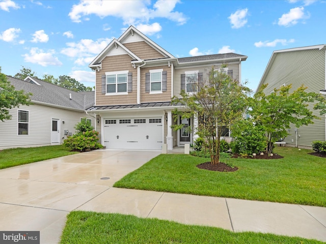 41 Beach Club Ave, Ocean View, DE 19970 - craftsman inspired home featuring a standing seam roof, concrete driveway, an attached garage, a front yard, and metal roof